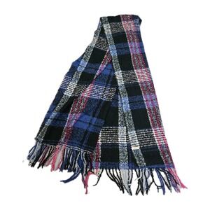 Juicy Couture Large Scarf 25 x 75 Inch  Plaid Blue/ Pink/ Black / White.